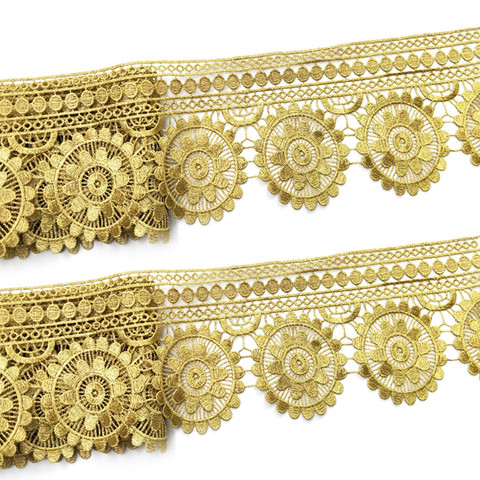 Adorno chapado en oro de encaje bordado para ropa, accesorios de costura artesanal, de hojas, girasol, moda ► Foto 1/6