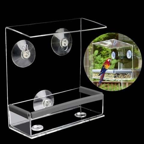 Alimentador de pájaro para mascotas, ventana transparente a prueba de ardilla, ventana alimentadora de aves ► Foto 1/6