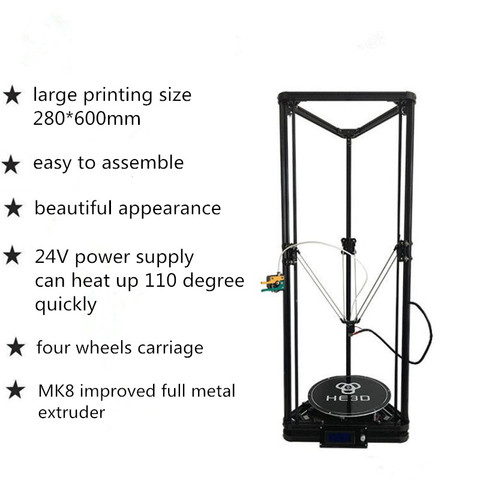 HE3D-Impresora 3D delta K280, dispositivo de extrusión individual de gran tamaño y autonivelante con base caliente ► Foto 1/6