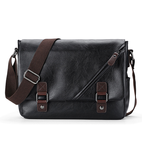 Bandolera de cuero de marca de lujo para hombre, bolso de negocios negro, bolsos cruzados para hombre, bolso de hombro informal ► Foto 1/6