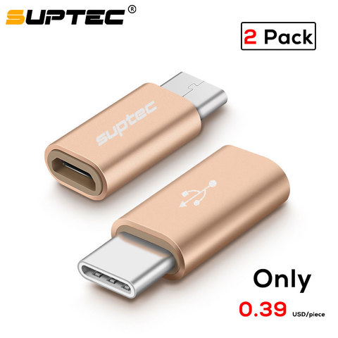 SUPTEC-Paquete de 2 adaptadores USB tipo C macho a Micro USB hembra, conector convertidor OTG tipo C para Macbook, Samsung y Huawei ► Foto 1/6