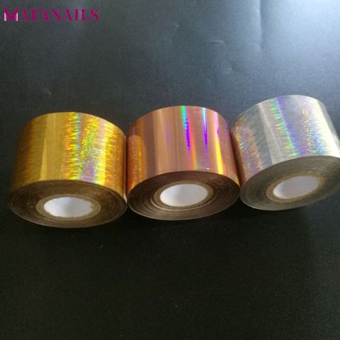 1 rollo holográfico de uñas de estrellado 4cm * 120M de oro plata oro rosa, para uñas de rollos pegatina Transfer manicura pegatina de decoración de uñas XZ02 ► Foto 1/6