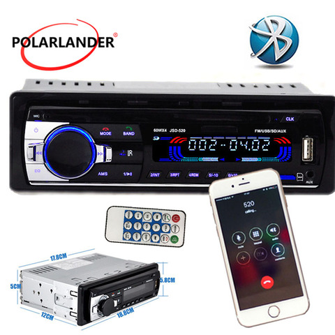 Jsd-520 12 V estéreo Bluetooth FM Radio MP3 reproductor de Audio/USB/SD puerto de Radio del coche en el tablero de 1 DIN Auto electrónica Subwoofer ► Foto 1/5