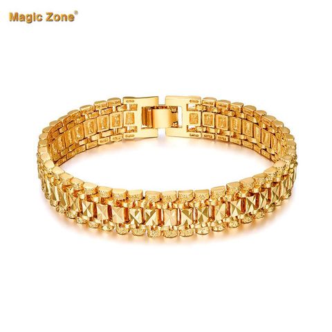 Pulsera para hombre, joyería para mujer, pulsera de eslabones de cadena dorado grueso a la moda masculina de 12MM, venta al por mayor de pulseras para hombre P166 ► Foto 1/6