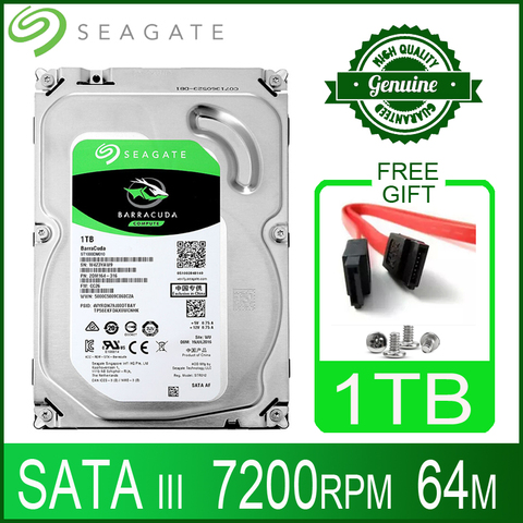 Disco duro Seagate 1tb Unidad de disco duro HDD HD 1000GB 1T interno de escritorio, 7200RPM, 64M, 3,5 
