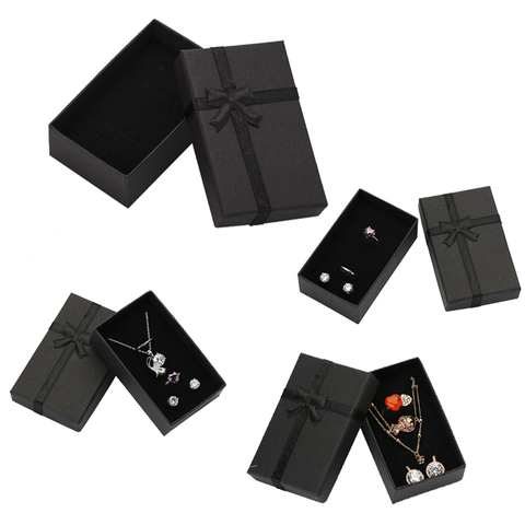 Caja unids de joyería de 32 piezas 8x5 cm caja de collar negra para caja de regalo de anillo caja de joyería de papel ► Foto 1/6