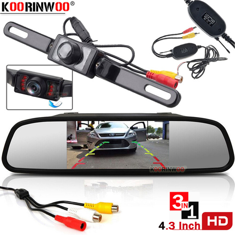 Koorinwoo licencia Universal LCD TFT de 4,3 pulgadas espejo retrovisor del coche Monitor para cámara inversa aparcamiento asistencia ► Foto 1/6