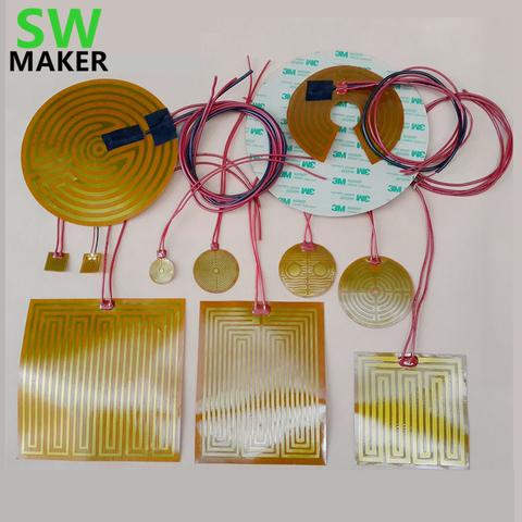 SWMAKER 25/70/44/160/180/220/260/240/330mm redondo calentador de película de poliamida cama NTC3950 termistor para Delta Kossel 3D impresora ► Foto 1/6