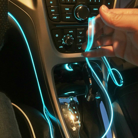 Accesorios de interior de coche, lámpara de Ambiente, luz fría con USB, bricolaje, tablero decorativo, consola, luz LED ambiental automática, 5m ► Foto 1/6