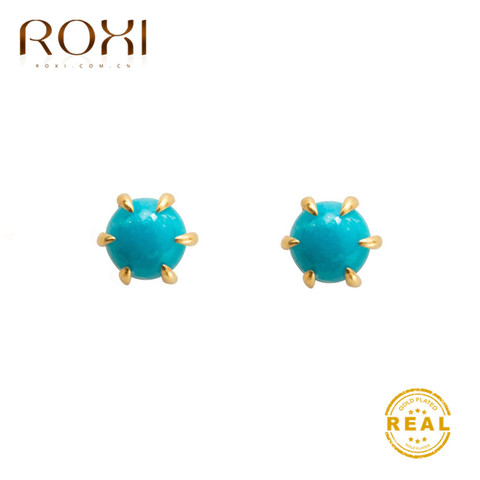 ROXI-Pendientes de tuerca para Mujer y niña, joyería Bohemia, turquesas sintéticas, aretes de Boda de verano, 2022 ► Foto 1/5