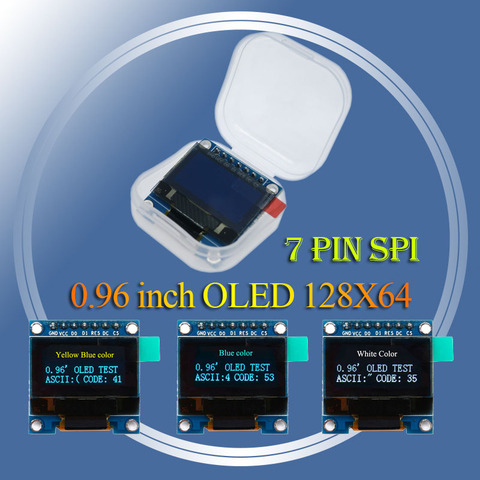 0,96 pulgadas de la CII SPI serie 128X64 blanco amarillo azul Módulo de pantalla OLED I2C monitor de pantalla LCD 0,96 