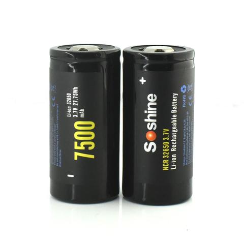 Soshine-batería recargable de ion de litio, NCR 32650, 7500mAh, 27,75wh, 3,7 v, parte superior plana ► Foto 1/5