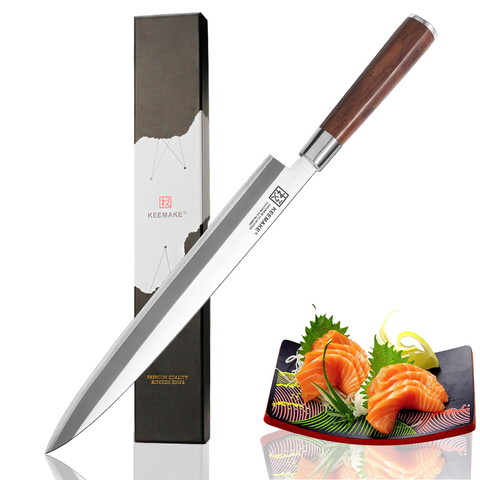 SUNNECKO 10,5 pulgadas Sashimi de corte cuchillo japonés VG10 2-capa de hoja de acero inoxidable afilado Cuchillo para filetes de pescado Bubinga mango de madera ► Foto 1/6