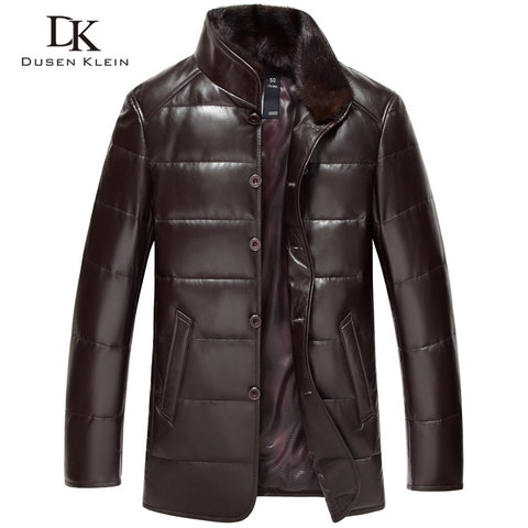 Chaqueta de invierno de piel de oveja de alta calidad para hombre de lujo de cuero genuino para hombre negro/marrón DK075 ► Foto 1/6