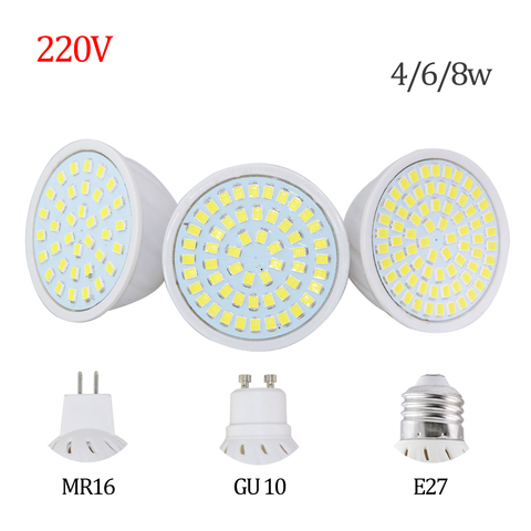 Precio de fábrica llevó el proyector GU10 E27 MR16 lámpara LED 8 W 4 W 6 W AC 220 V 3528SMD 36 leds 54 Leds 72 LED blanco/caliente llevó la iluminación ► Foto 1/6