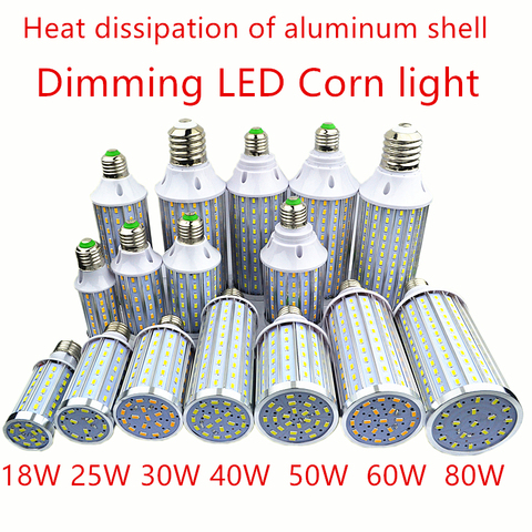 5730 ajustable de luz LED Bombilla de maíz carcasa de aluminio de la lámpara de maíz 18 W 25 W 30 W 40 W 50 W 60 W 80 W 85-265 V apoyo de atenuación LED Luz de maíz ► Foto 1/1