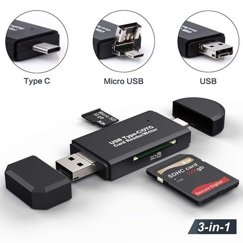 Lector de tarjetas SD USB 3,0 lector de tarjetas USB C 3,0/2,0 TF/Micro SD lector de tarjetas de memoria inteligente adaptador de lector de tarjetas de memoria Flash tipo C OTG ► Foto 1/6