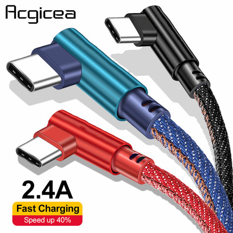 Cable USB tipo C de carga rápida, cargador de datos de 90 grados, 1M, 2M, para Samsung S8, S9, Note 9, 8, Xiaomi mi8, mi6 ► Foto 1/6