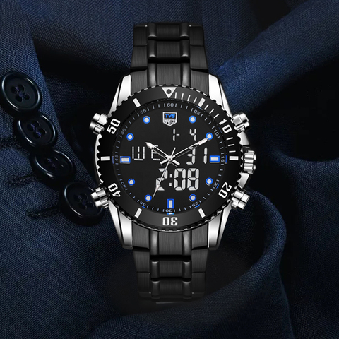 2022 reloj de moda de los hombres relojes de marca TVG pantalla Dual relojes de cuarzo de acero inoxidable de moda 100M impermeable reloj de buceo ► Foto 1/1