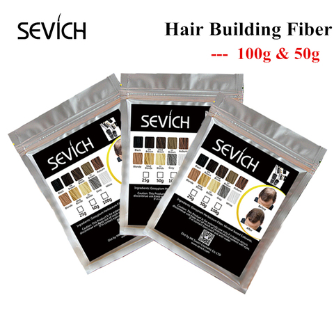 Fibras para el cabello seevich 100g, 10 colores, queratina para el cabello, polvo de fibra de construcción, relleno instantáneo de fibra para el crecimiento del cabello, producto para el cuidado del cabello 50g ► Foto 1/6