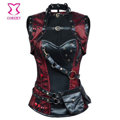 Corzzet Sexy Rettro brocado púrpura acero deshuesado corsé Steampunk con chaqueta adelgazar cintura gótico corsés Plus tamaño 6XL ► Foto 1/6