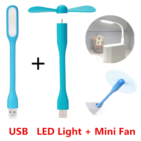 Creativo miniventilador USB Flexible portátil y Lámpara USB de luz LED Xiaomi, libro para banco de energía, Notebook, dispositivo de verano ► Foto 1/6