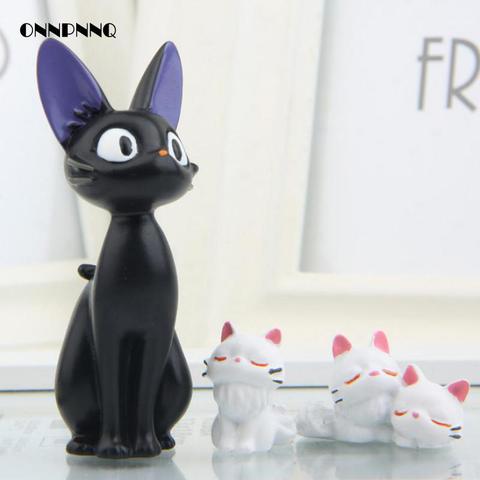 3 unids/set de dibujos animados de resina Kawaii gato blanco gato negro Miniatus estatuilla Animal Gigi Diy Micro paisaje escritorio decoración del hogar ► Foto 1/6