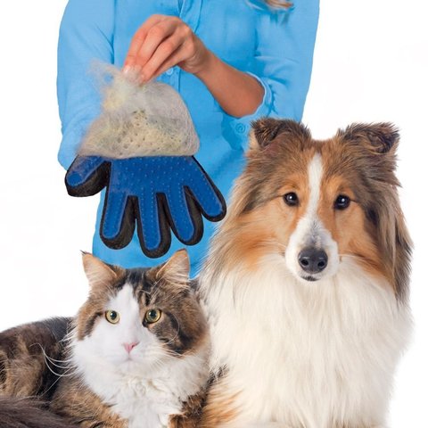 Para los gatos guante de aseo de mascotas peine cepillo gato Hackle para Deshedding cepillo guante para mascotas perro pelo guantes para perro gato aseo ► Foto 1/6