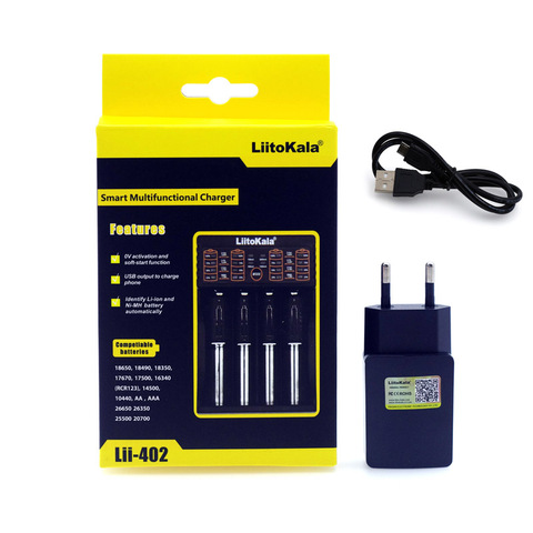 Liitokala Lii-500 Lii202 Lii402 LiiS1 Lii100 18650 cargador 1,2 V 3,7 V 3,2 V AA/AAA 26650 NiMH batería de iones inteligente cargador 5V macho ► Foto 1/6