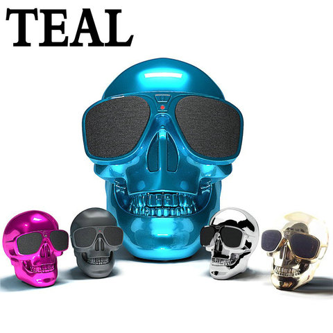 TEAL Skull-Altavoz Bluetooth inalámbrico para Halloween, reproductor de música portátil con batería recargable, 8W ► Foto 1/6