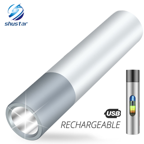 USB recargable Simple creativo linterna LED de aleación de aluminio foco 3 modos de iluminación 200 metros de distancia de iluminación ► Foto 1/6