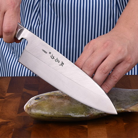 Shuangmali-cuchillo japonés Sashimi para Sushi, utensilio de cocina para cortar pescado, salmón, de acero ► Foto 1/6