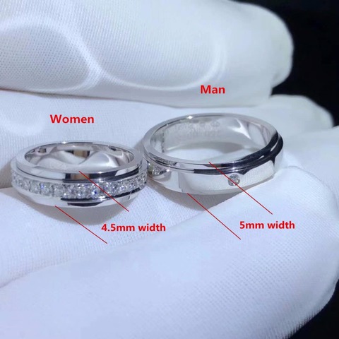 925 de plata esterlina amante pareja anillo conjuntos clásica cúbico blanco CZ anillo de boda para mujer hombre joyería ► Foto 1/4