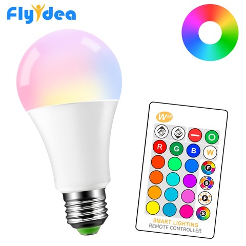 Iluminación decorativa mágica 5W 10W 15W RGB + bombilla de Control remoto infrarrojo inteligente blanca E27 85-265V LED Luz de cambio de Color ► Foto 1/6