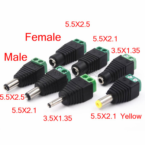 Hombre hembra de alimentación DC conector de clavija de 2,1mm x 5,5mm 2,5mm x 5,5mm 1,35mm x 3,5mm no soldadura de enchufe DC adaptador de 12V 24V para CCTV ► Foto 1/3