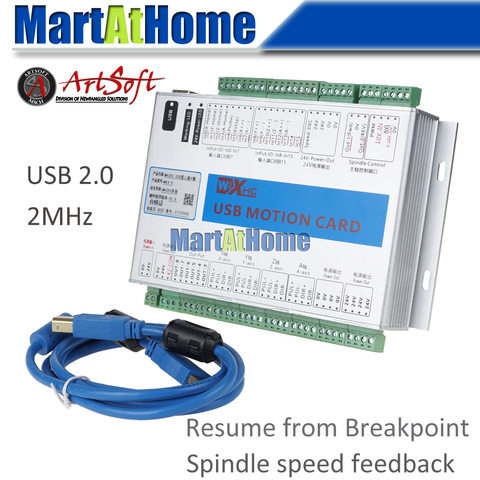 XHC-MK4-V Mach3 USB de 4 ejes CNC, placa de conexión de Tarjeta de Control de movimiento, 2 MHz, compatible con reinicio desde punto de interrupción y husillo, retroalimentación de velocidad ► Foto 1/5