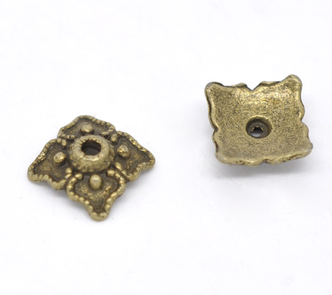 DoreenBeads 100 bronce tono cuadrado cuentas tapas hallazgos 8x8mm (B14478) ► Foto 1/3