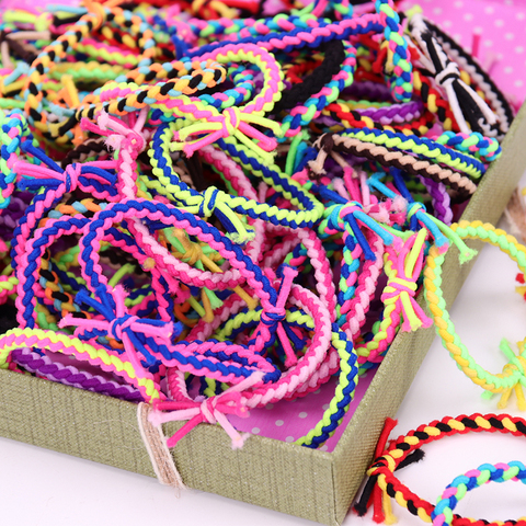 Accesorios para el cabello para niña y niño, bandas de goma tejidas a mano, coletero colorido negro, gomas elásticas para el pelo, 10 Uds. ► Foto 1/6