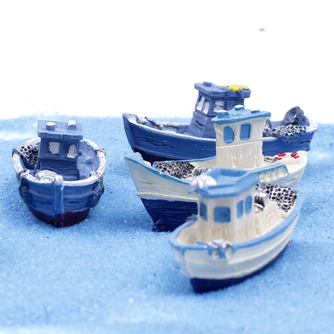 Minibarco de pesca en miniatura, jardín de hadas, decoración de casas, artesanía, microdecoración de paisajismo, accesorios DIY ► Foto 1/4