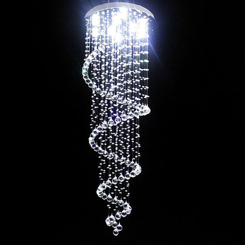 Nuevo LED moderno K9 candelabro de cristal villa de lujo de cristal escalera doble lámpara lámparas de habitación ► Foto 1/5