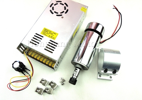 Motor de husillo DC12-48V de 0,4 kW, Motor de husillo ER11, mandril CNC de 400W + soporte de montaje de 52mm + regulador de velocidad de la fuente de alimentación para bricolaje ► Foto 1/5