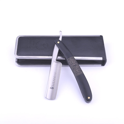 Herramientas de afeitado Titan, mango de madera, cuchilla de acero, maquinilla de afeitar recta, envío gratis ► Foto 1/6