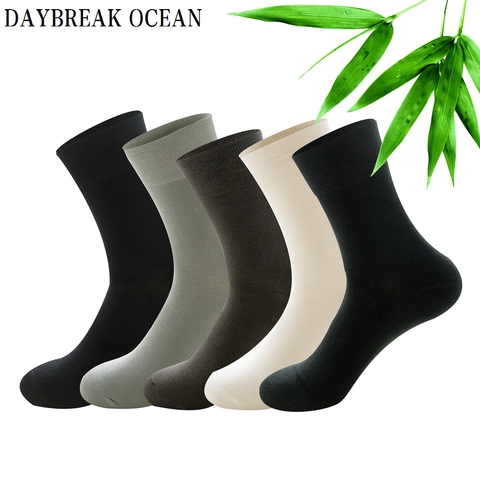 Calcetines de fibra de bambú para hombre, medias desodorantes antibacterianas, informales, para primavera y verano, 5 pares ► Foto 1/6