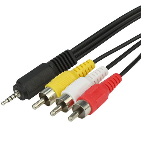 Conector de 2,5mm a 3 conectores RCA, Cable de Audio/vídeo AV de 2,5mm a AV para reproductor multimedia de red de 1,5 m ► Foto 1/5