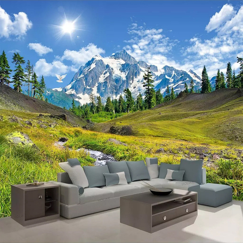 La montaña de nieve meseta paisaje Natural 3D foto papel de pared Mural de sofá de la Sala dormitorio TV telón de decoración para el hogar ► Foto 1/6