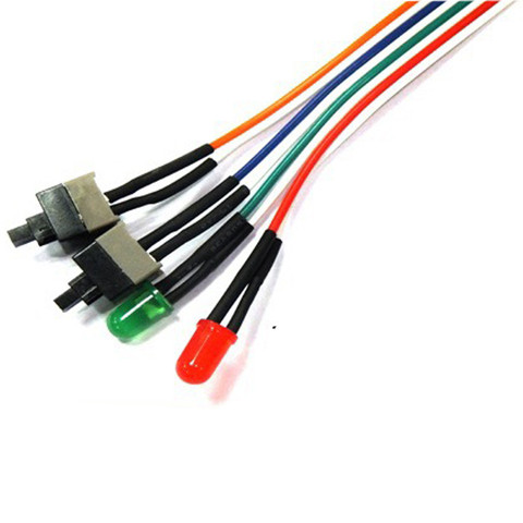 Cable de alimentación ATX para PC, Cable de alimentación de la placa base, 2 interruptores de encendido/apagado/reinicio con luz LED, 68CM, 18Sep29 ► Foto 1/6