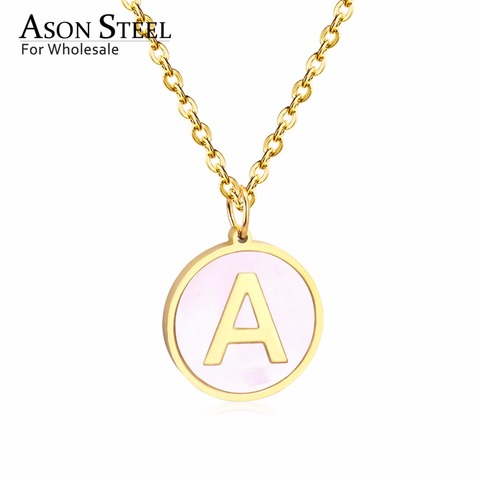 ASONSTEEL-collares con inicial de 26 letras para mujer, gargantillas de Colgante de caparazón blanco de Color dorado/plateado, Gargantilla con alfabeto, joyería ► Foto 1/6