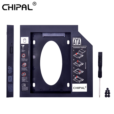 CHIPAL de plástico 2nd segundo HDD Caddy 9,5mm SATA 3,0 para 2,5 