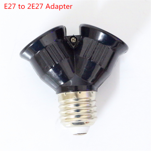 Adaptador divisor de bombilla LED, Base de enchufe E27 a 2E27, Material incombustible negro, 1 Uds., portalámparas E27 a 2 E27 ► Foto 1/6