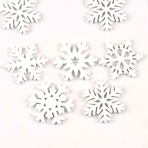 15 unids/lote Navidad copo de nieve blanco decoración de madera artesanía DIY manualidades álbum Collage piezas madera adorno accesorios 35mm m1782 ► Foto 1/4